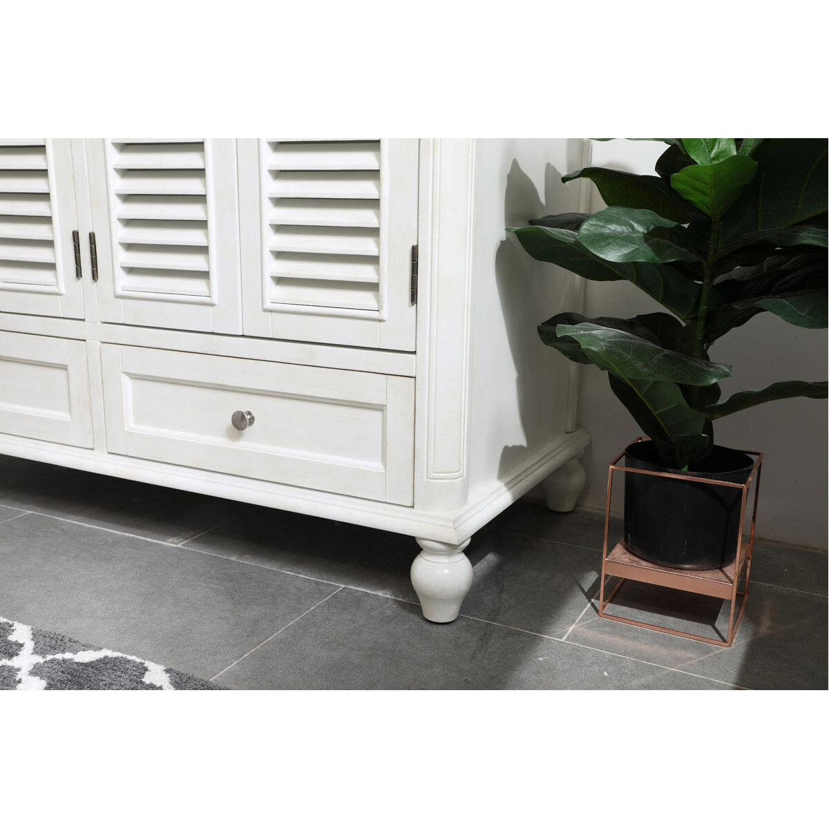 Rhodes 48 X 48 X 35 inch Antique White and Brushed Nickel Vanity Sink Set