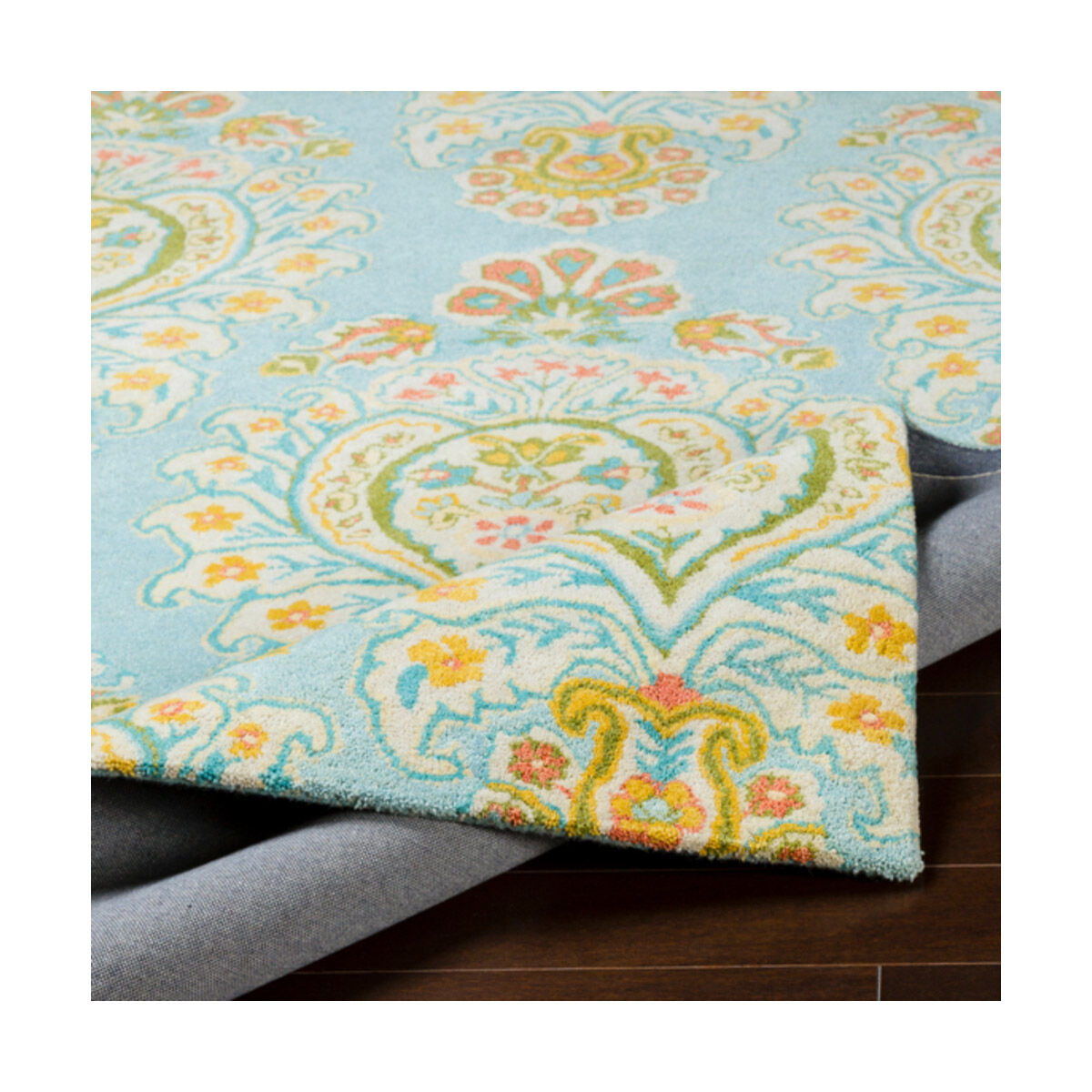 Technicolor 90 X 60 inch Aqua/Teal/Bright Yellow/Coral/Dark Green/Butter Rugs, Rectangle