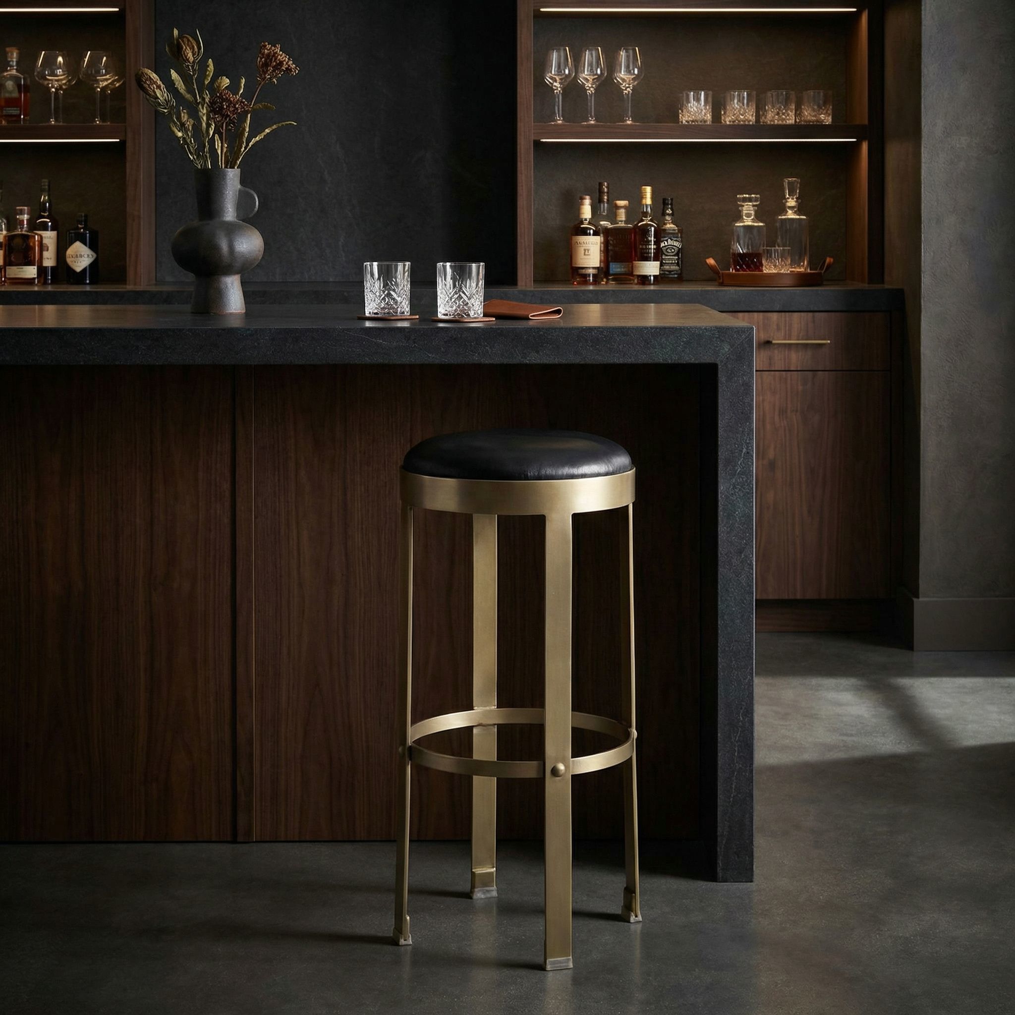 Prince 31 inch Antique Brass Stool