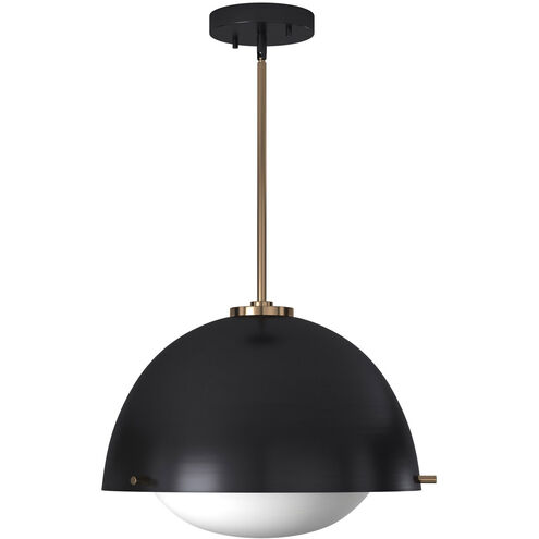 EVOLV 15 inch Matte Black with Brass Accents Pendant Ceiling Light, Hemisphere Family