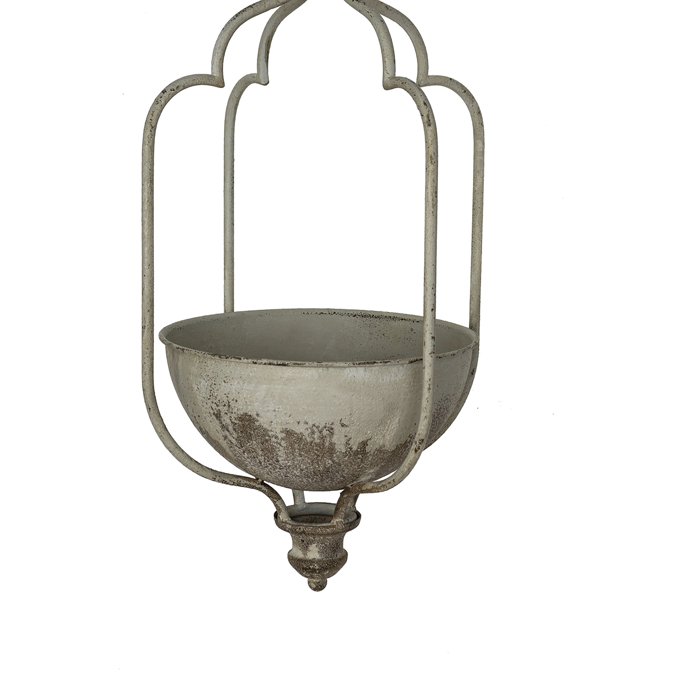 Anita Distressed White Hanging Planter