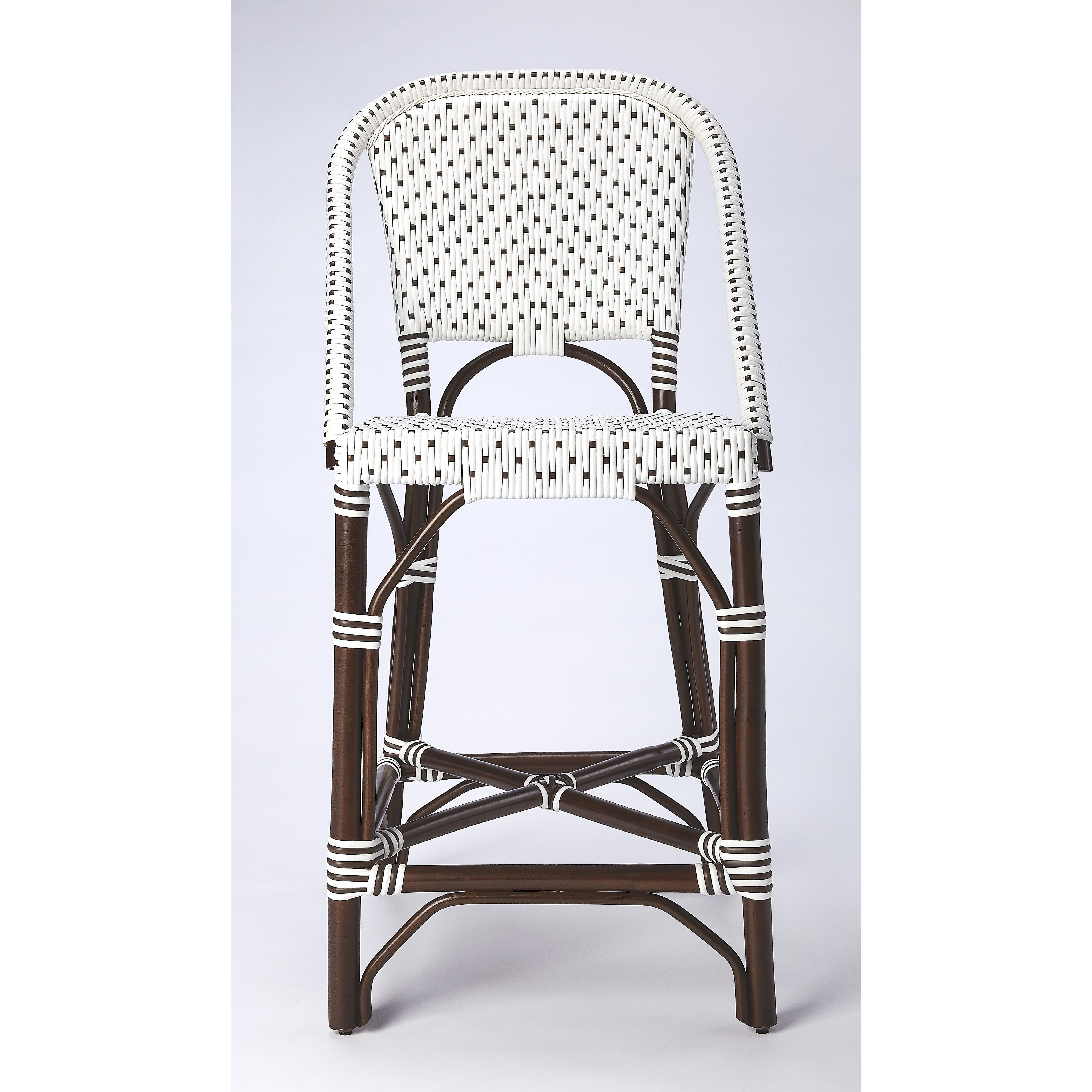 Designer'S Edge Solstice White & Chocolate Rattan 41 inch Brown Barstool