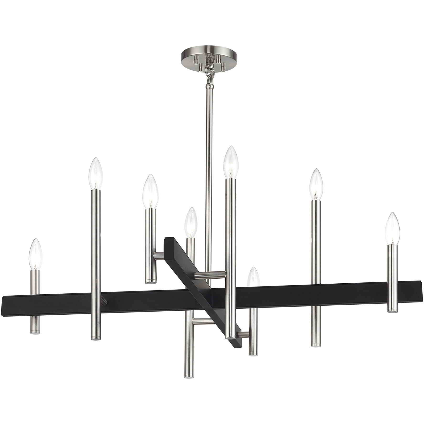 Denmark 8 Light 36 inch Brushed Nickel with Black Accents Chandelier Ceiling Light