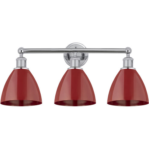 Plymouth Dome 3 Light 25.5 inch Polished Chrome Bath Vanity Light Wall Light in Red