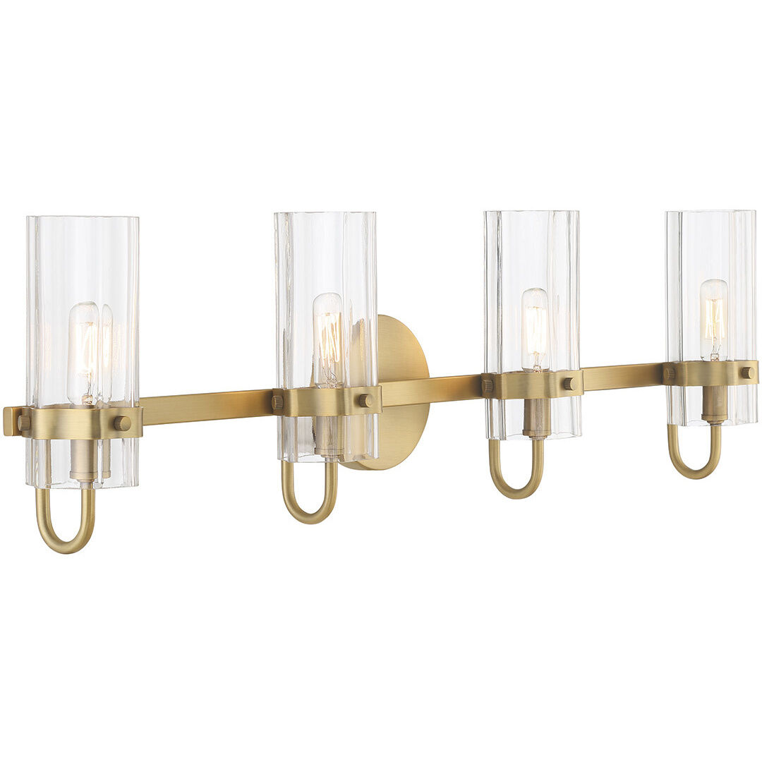 Brook 4 Light 31 inch Gold Vanity Light Wall Light