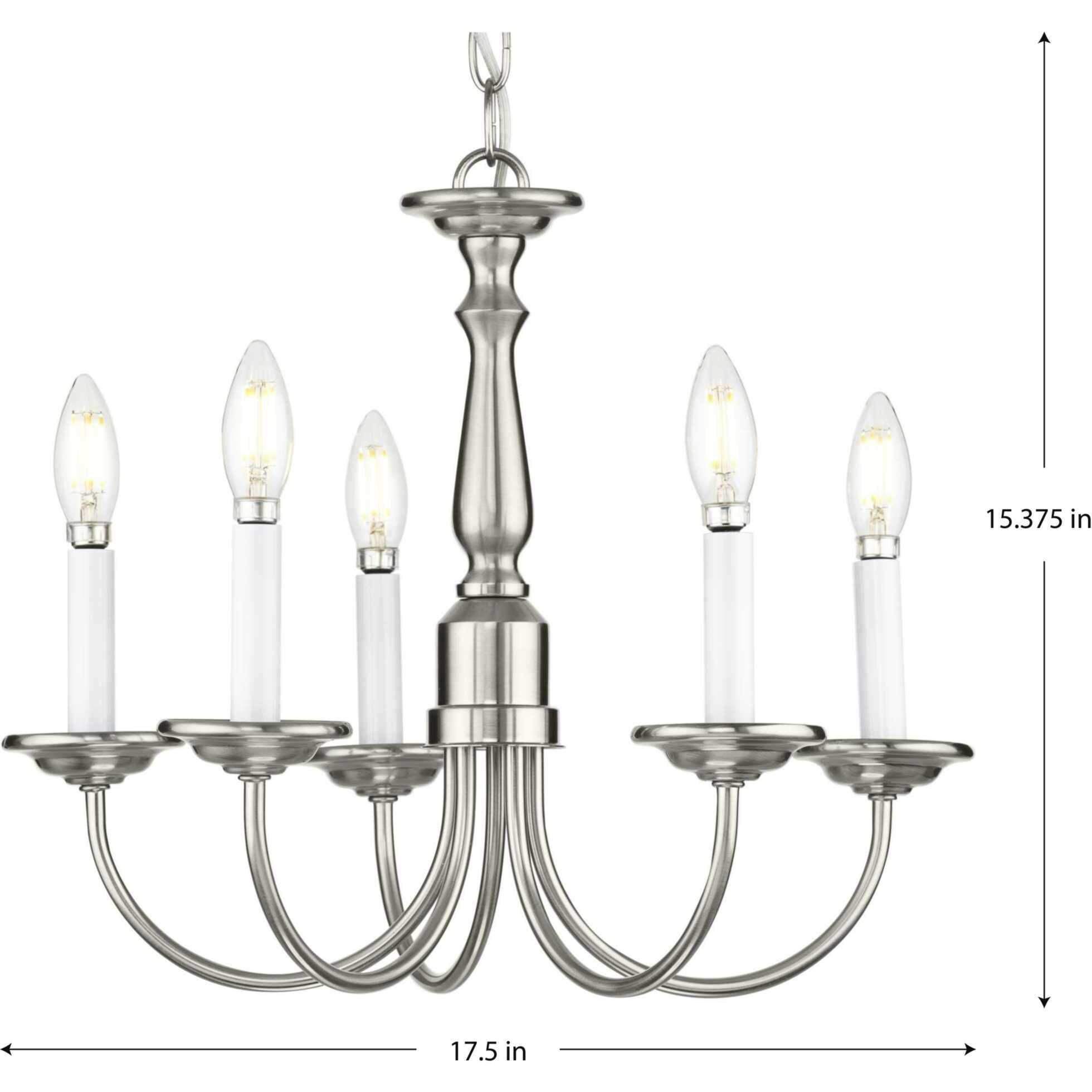 Five Light 5 Light 17.5 inch Brushed Nickel Chandelier Ceiling Light