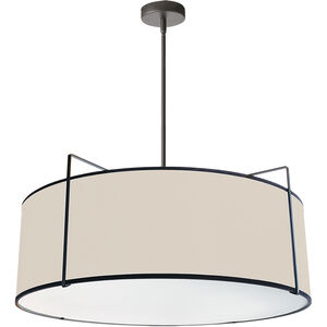 Trapezoid 4 Light 24 inch Black with Cream Pendant Ceiling Light