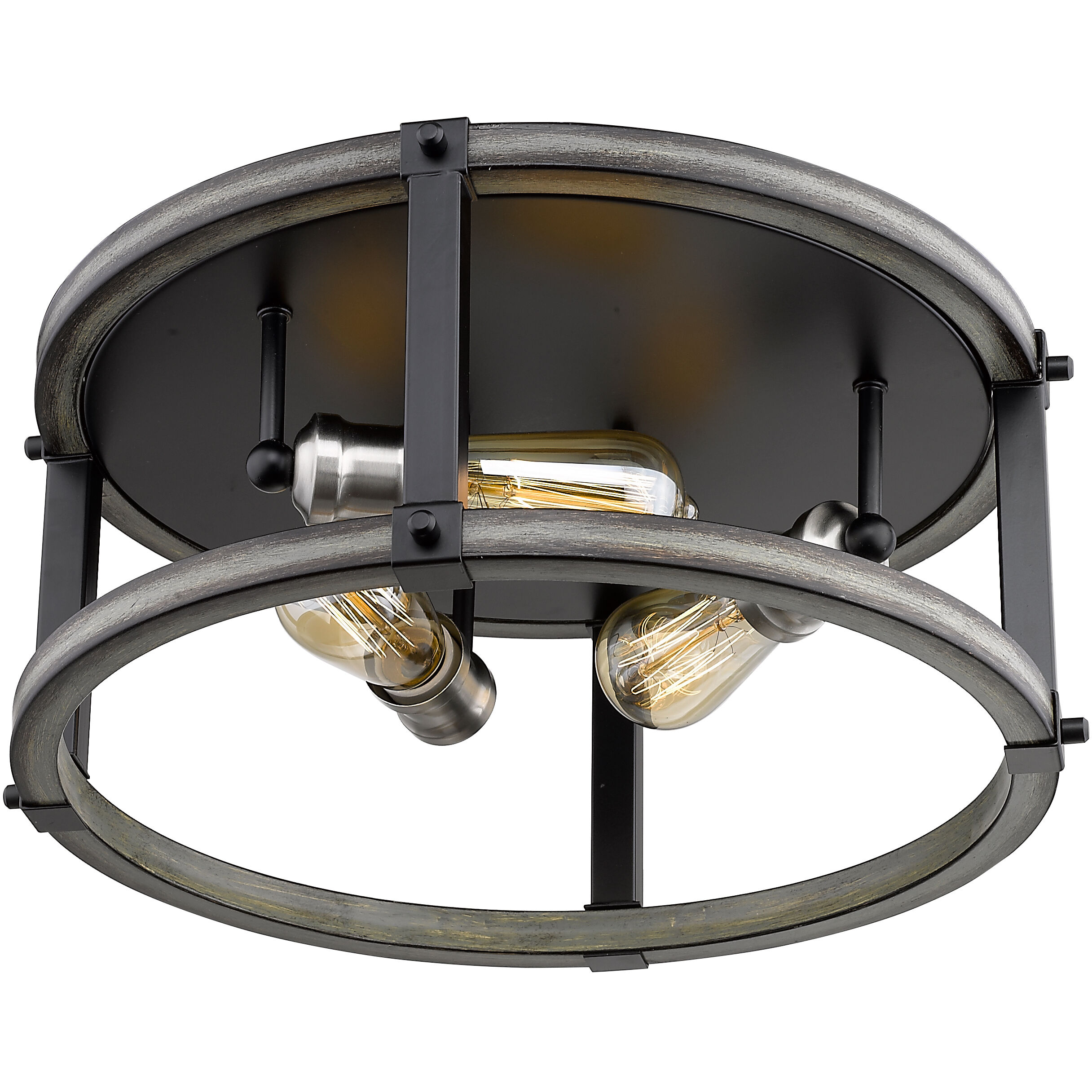 Kirkland 3 Light 16.25 inch Ashen Barnboard Flush Mount Ceiling Light