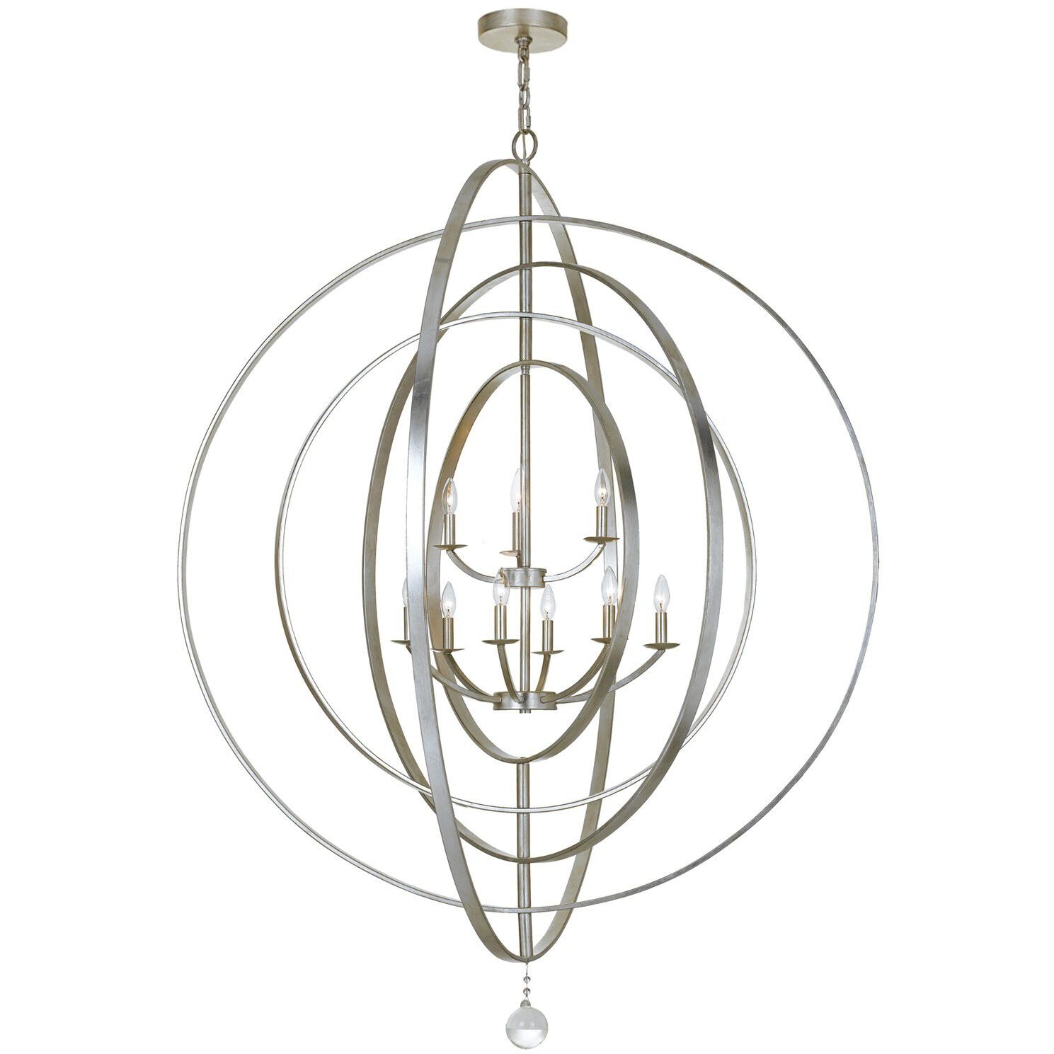 Luna 9 Light 48 inch Antique Silver Chandelier Ceiling Light