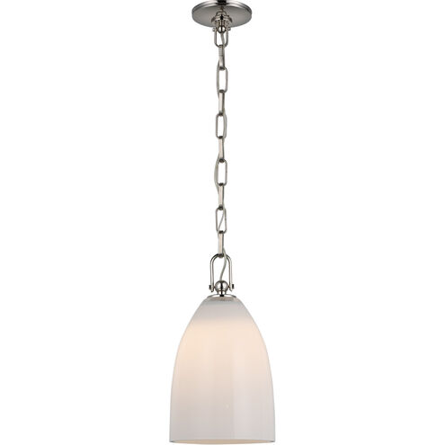 Chapman & Myers Andros LED 8.5 inch Polished Nickel Pendant Ceiling Light in White Glass, Medium