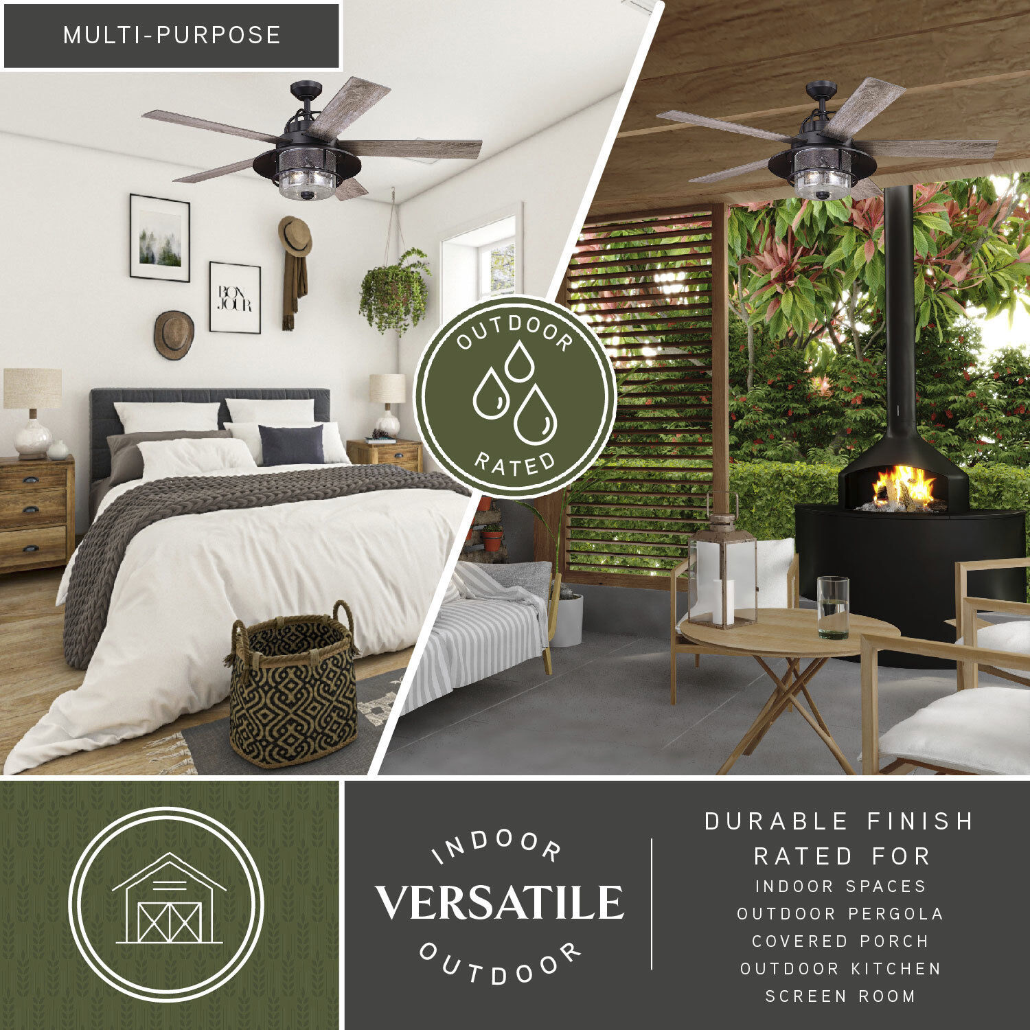 Charleston 56 inch New Bronze with Driftwood-Dark Maple Blades Ceiling Fan