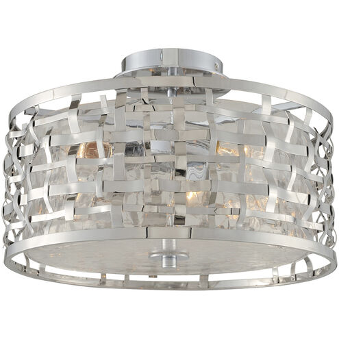 Bridgeport 3 Light 16 inch Stainless Steel Semi Flush Mount Ceiling Light