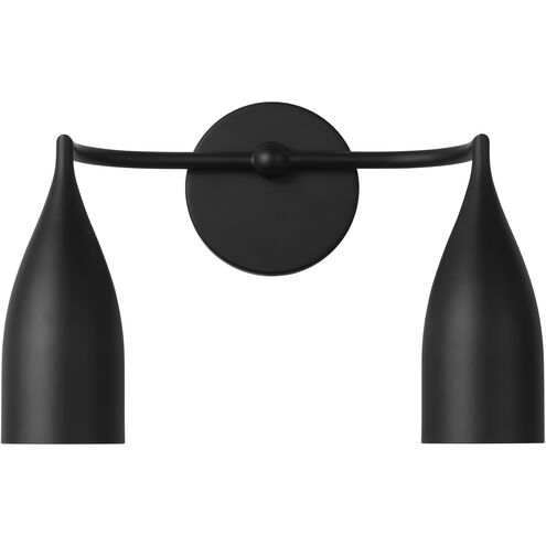 Maya 2 Light 14.75 inch Midnight Black Vanity Light Wall Light, Small