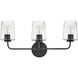 Kline 3 Light 23.75 inch Black Bath Wall Light in Clear