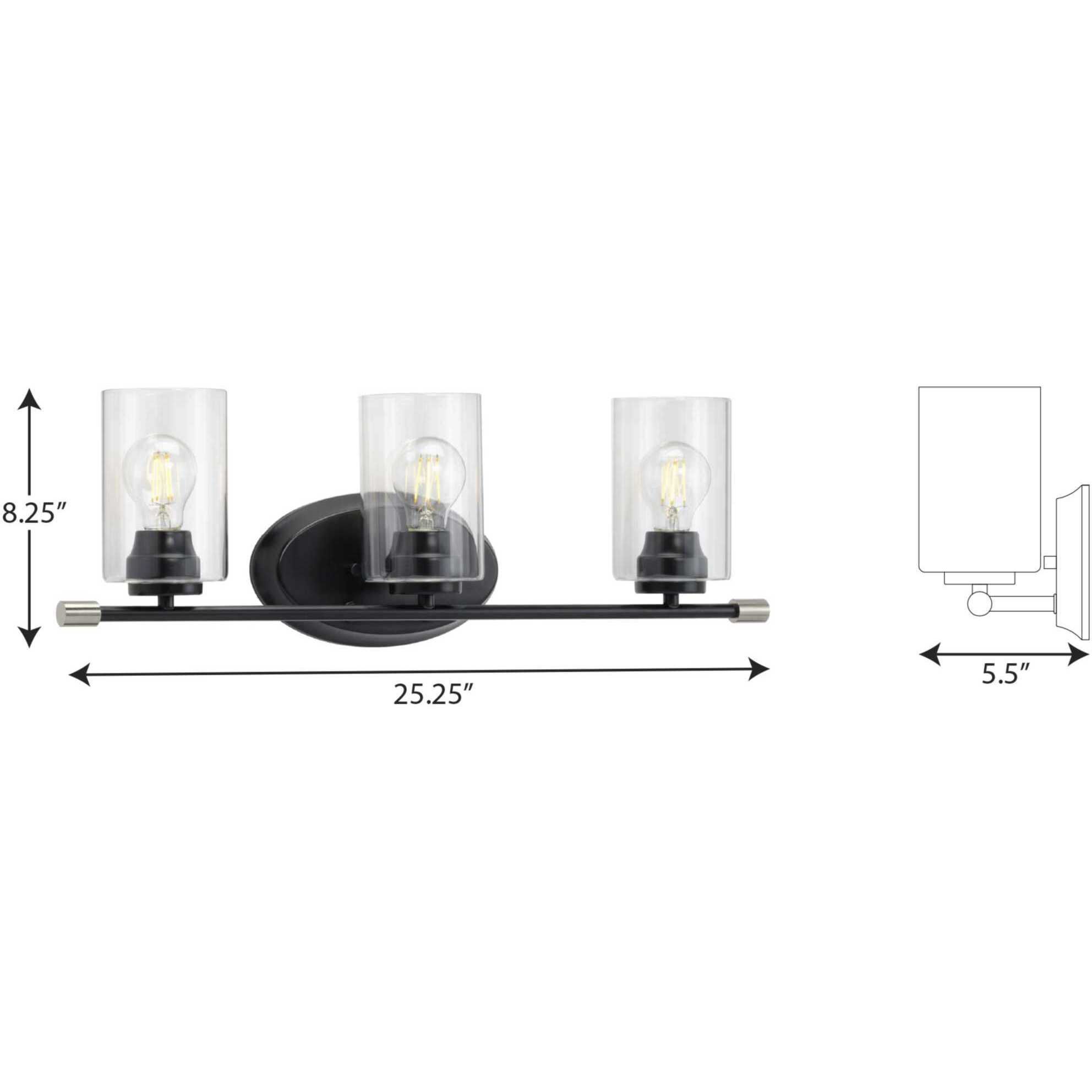 Riley 3 Light 25 inch Matte Black Bath Vanity Wall Light