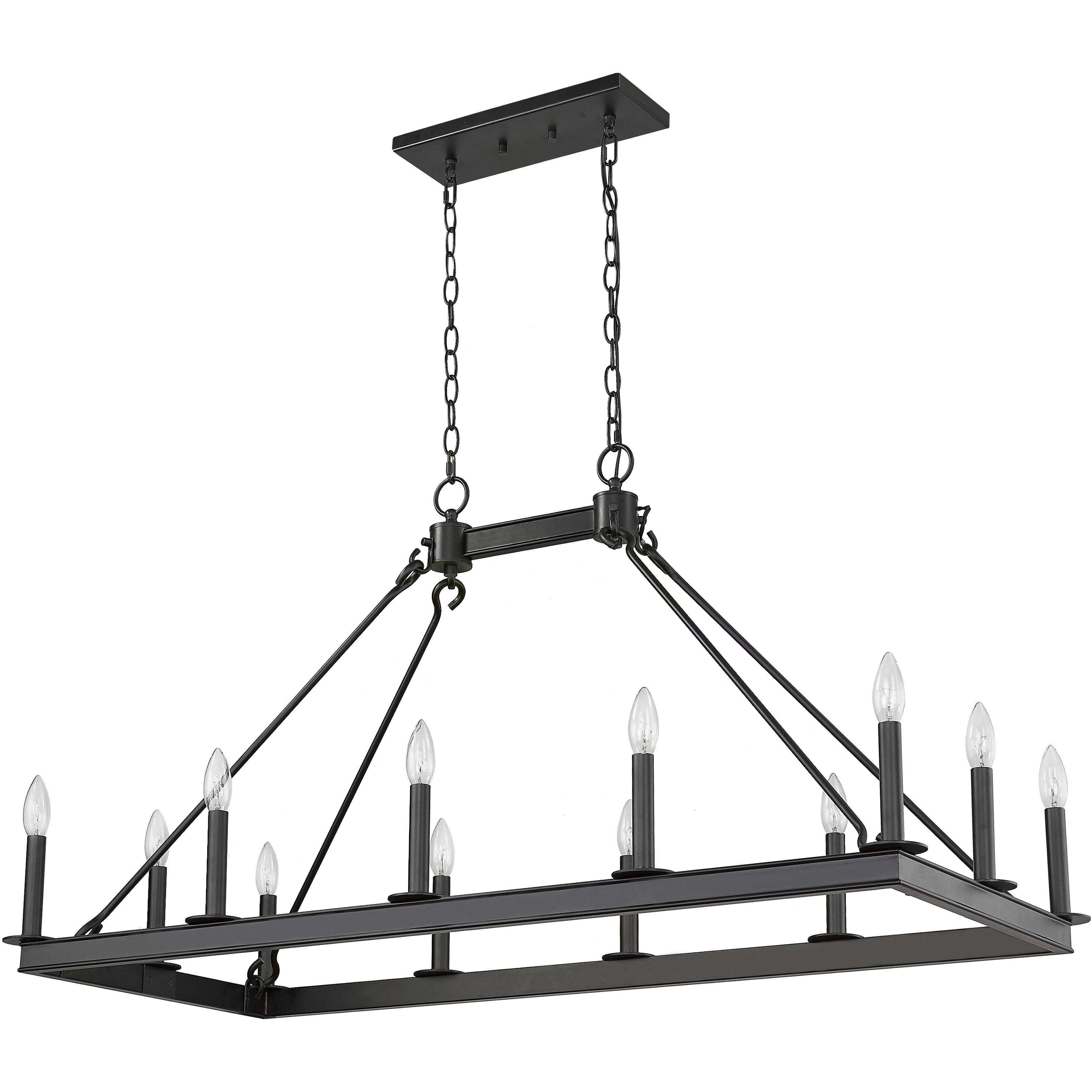 Barclay 12 Light 45 inch Matte Black Linear Chandelier Ceiling Light