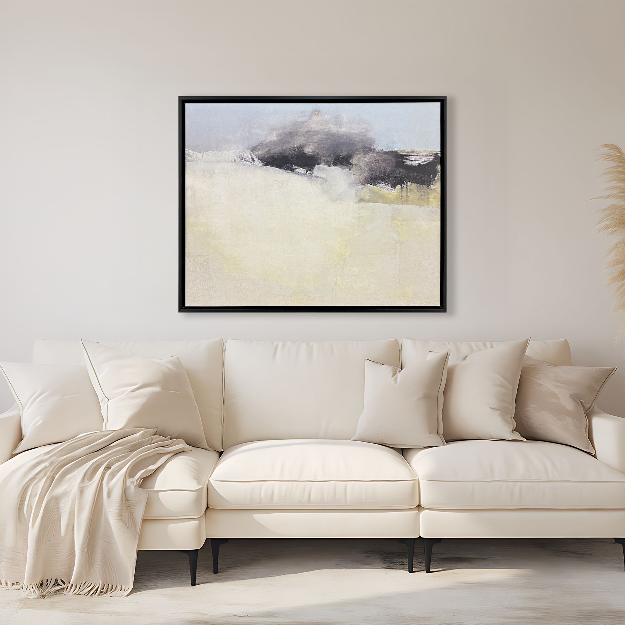 Echoes and Memory Beige and Blue and Black and Multi Canvas