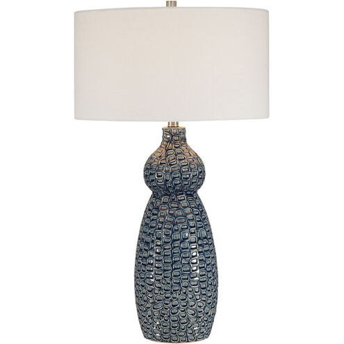 Holloway 32 inch 150.00 watt Deep Cobalt Blue Glaze with Brushed Nickel Accents Table Lamp Portable Light