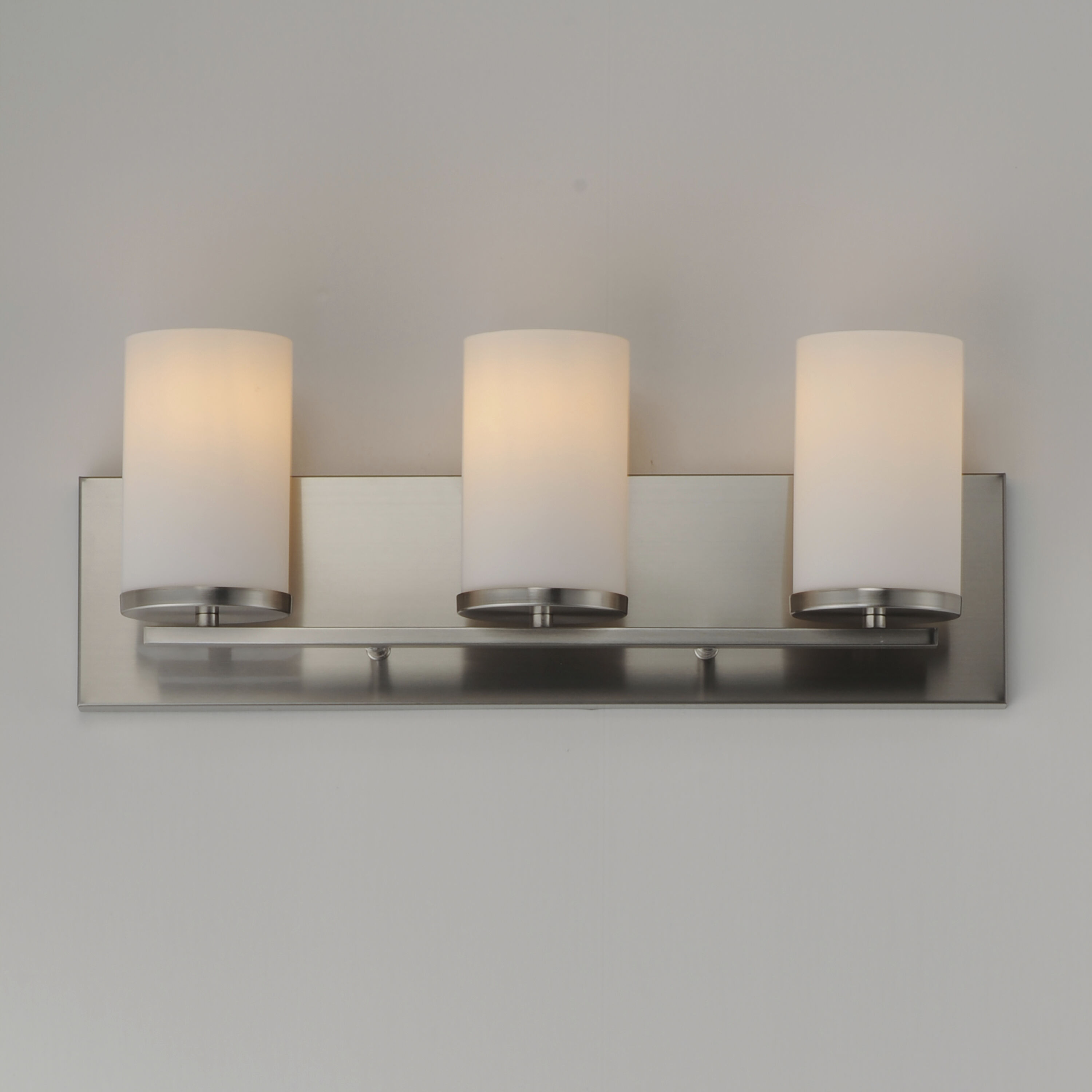 Lateral 3 Light 24 inch Satin Nickel Bath Vanity Wall Light in Satin White