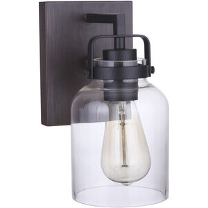 Foxwood 1 Light 5 inch Flat Black with Dark Teak Wall Sconce Wall Light in Flat Black/Dark Teak