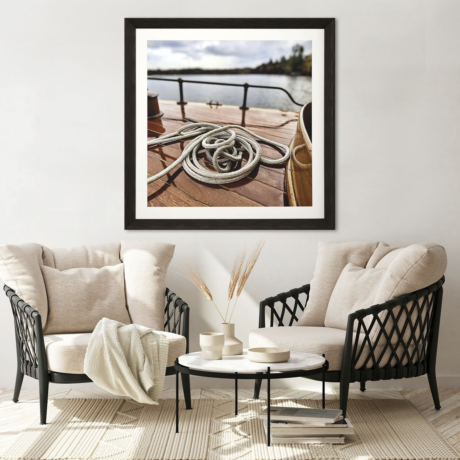 Lake Life Brown and Blue and Multi Framed Art