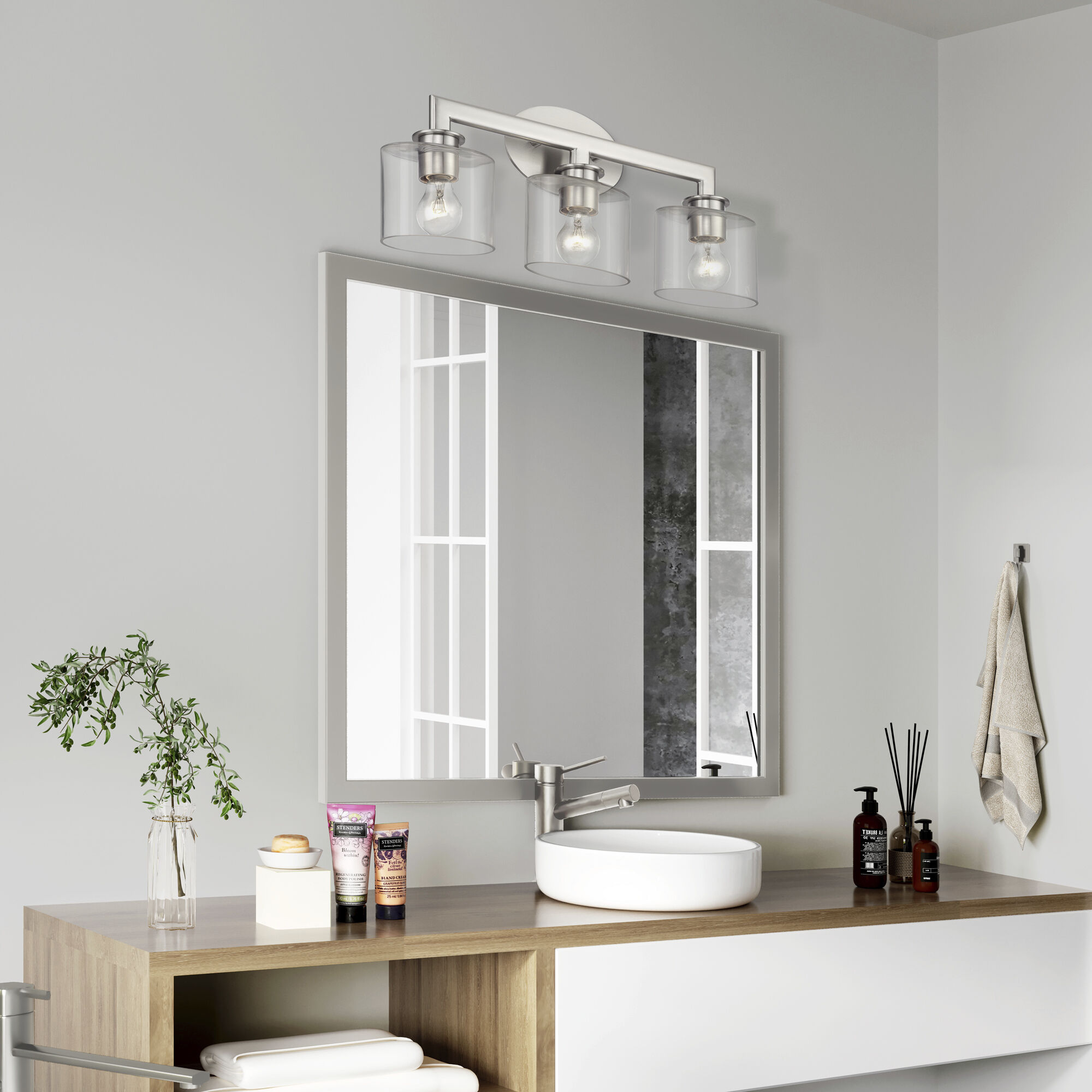 Bernardino 3 Light 23.75 inch Brushed Nickel Vanity Wall Sconce Wall Light