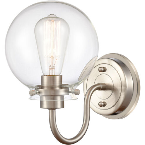 Olivia LED 6 inch Satin Nickel Bath Vanity Light Wall Light in Seedy Glass