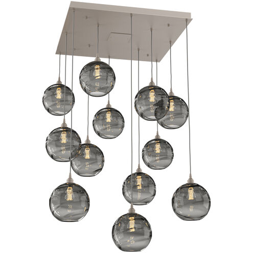 Terra 12 Light Beige Silver Chandelier Ceiling Light, Square Multi-Port