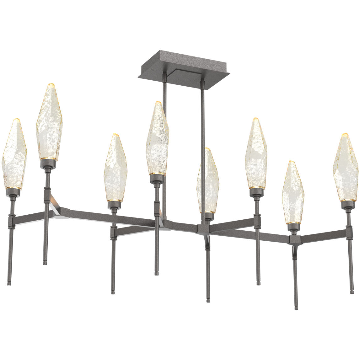 Rock Crystal LED Graphite Linear Pendant Ceiling Light in 3000K LED, Chilled Amber, Belvedere