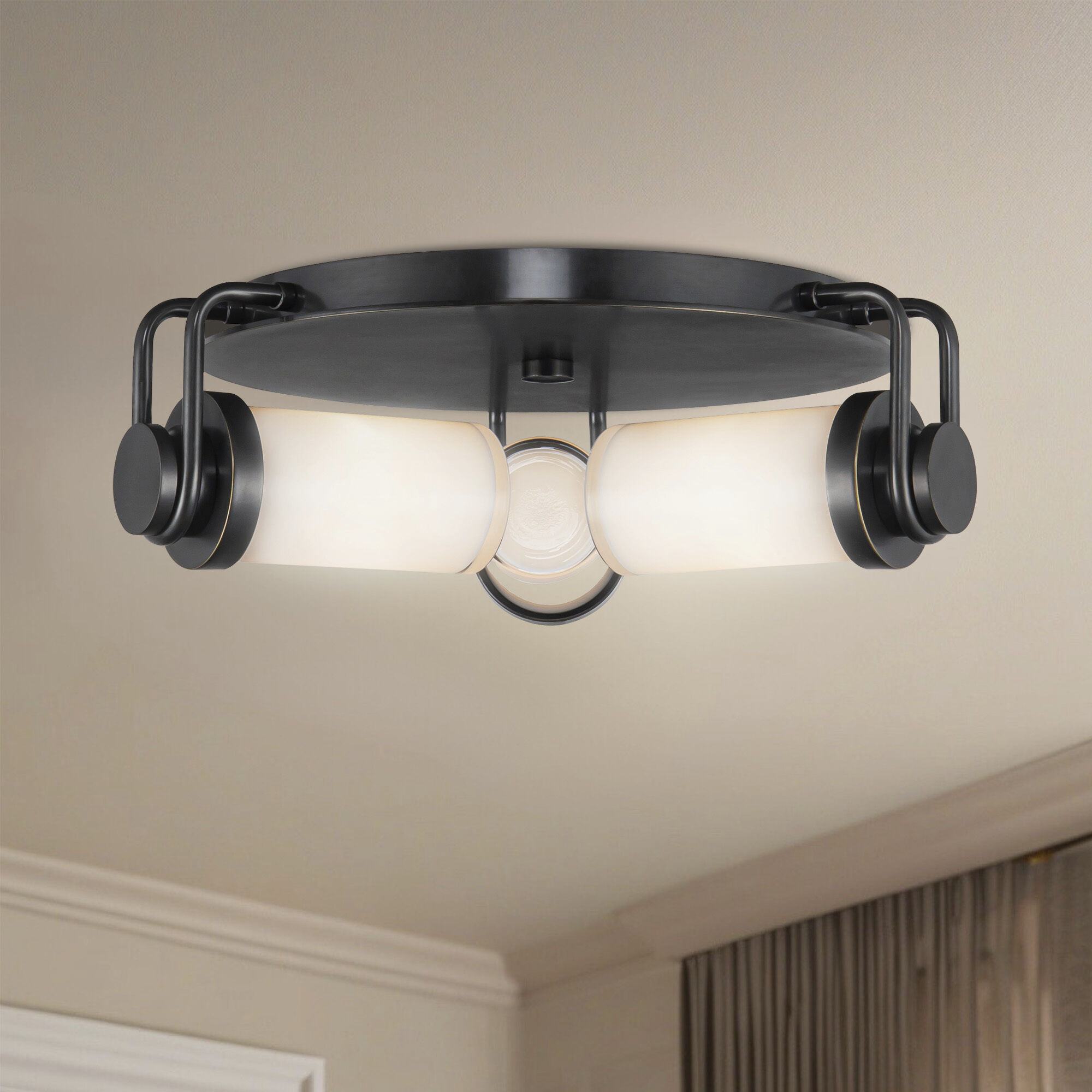 Wynwood 3 Light 16.63 inch Urban Bronze/Glossy Opal Flush Mount Ceiling Light