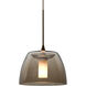 Spur 1 Light Bronze Cord Pendant Ceiling Light in Smoke Spirit Glass, Halogen