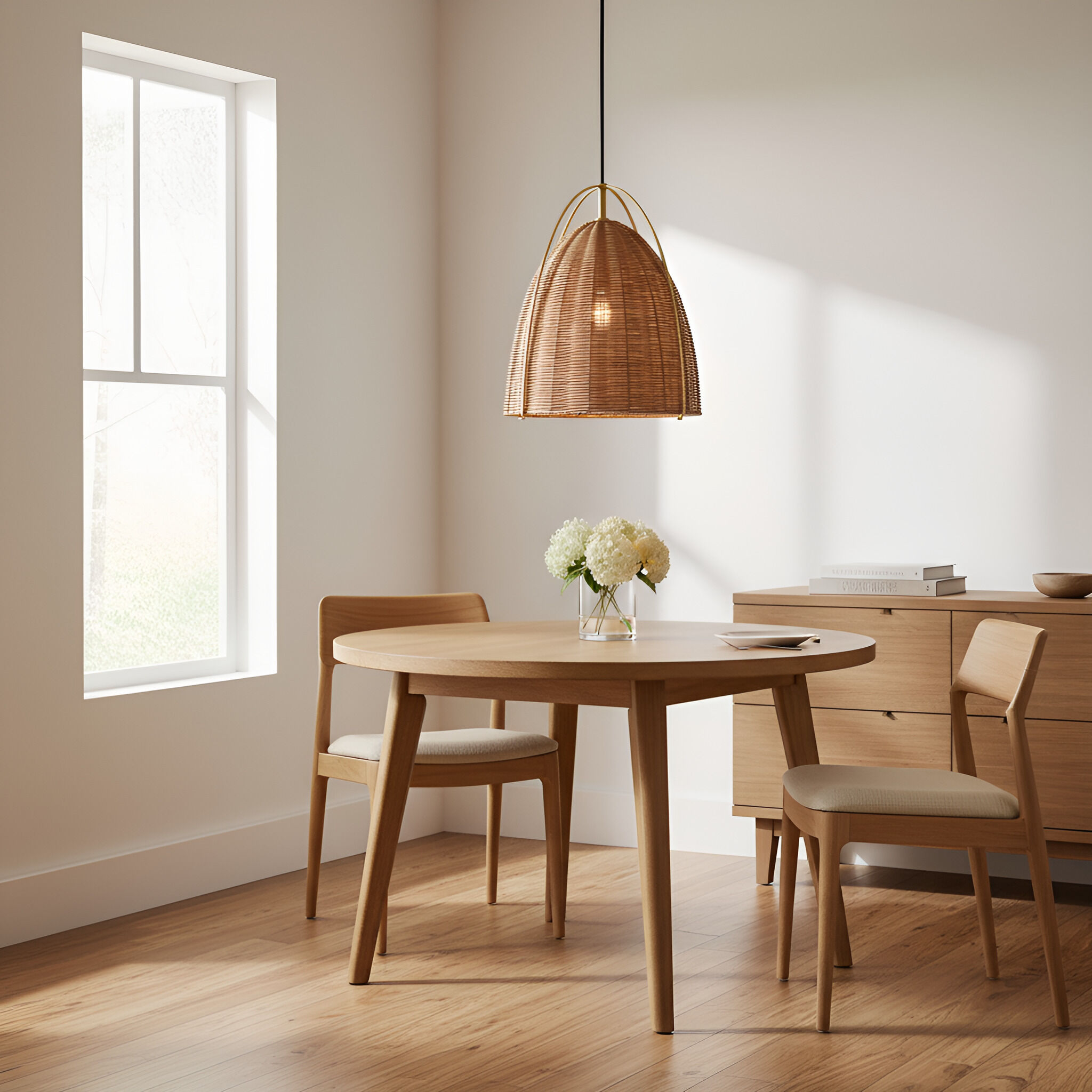 Sean Lavin Norman 1 Light 13.38 inch Satin Brass with Blonde Rattan Pendant Ceiling Light