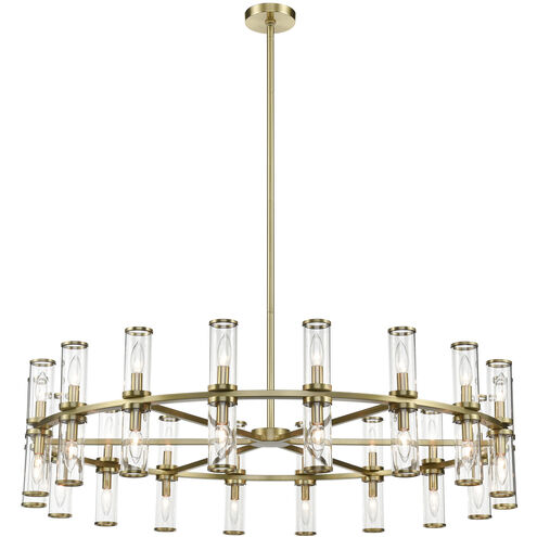 Revolve 36 Light 48.13 inch Clear Glass and Natural Brass Chandelier Ceiling Light