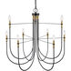 Foundry 9 Light 32.68 inch Black and Brass Chandelier Ceiling Light