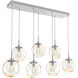 Aster Incandescent 7 Light Classic Silver Linear Pendant Ceiling Light in Amber Aster, Multi-Pendant