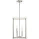 Traditional 4 Light 12 inch Brushed Nickel Pendant Ceiling Light