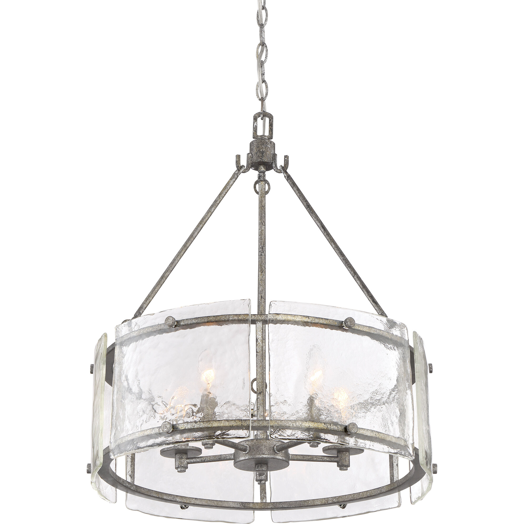 Fortress 5 Light 21 inch Mottled Silver Pendant Ceiling Light