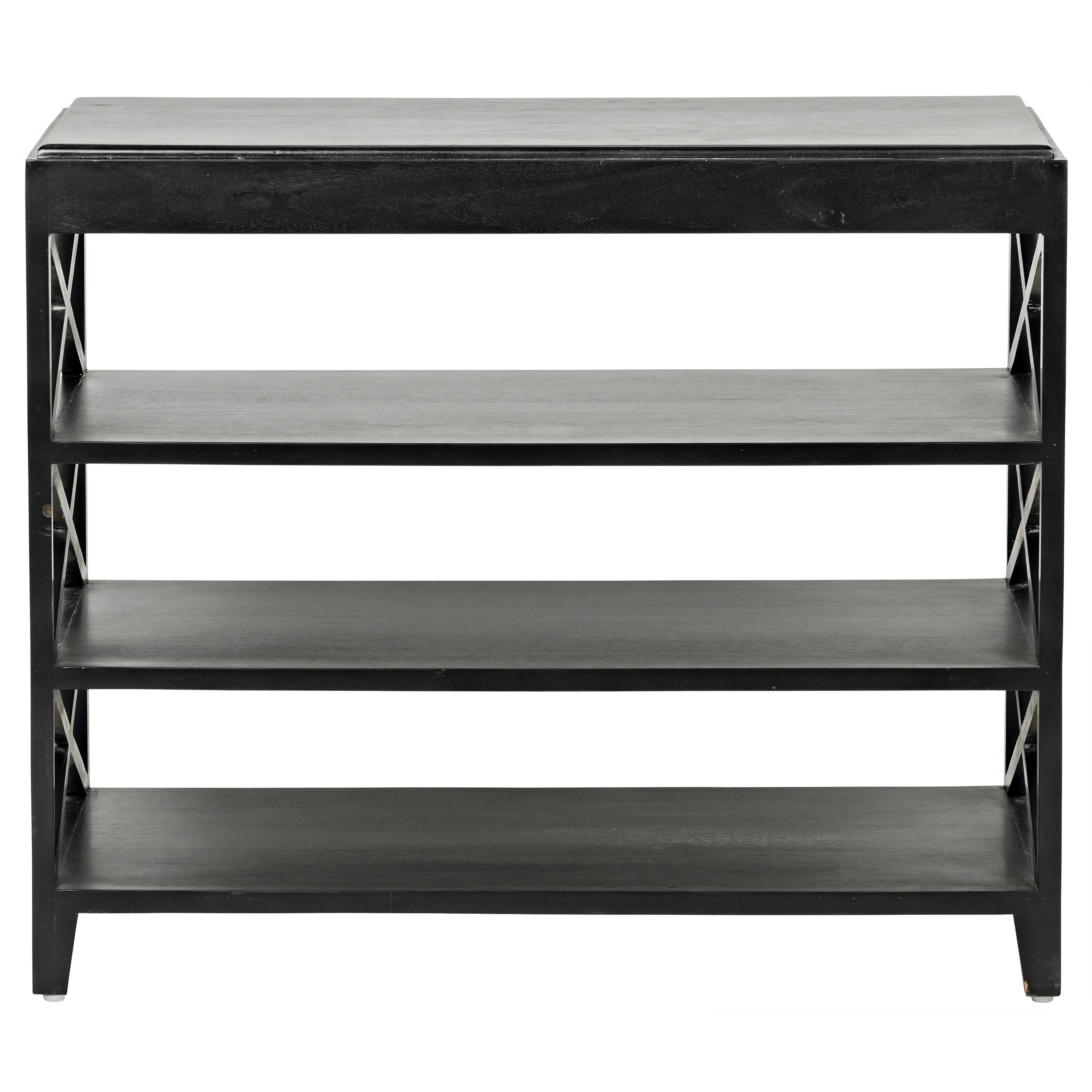 Sutton 36 X 30 inch Hand Rubbed Black Side Table, Criss-Cross