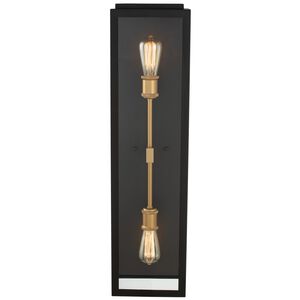 Ashland 2 Light 31 inch Matte Black with Sanded Gold Outdoor Wall Sconce