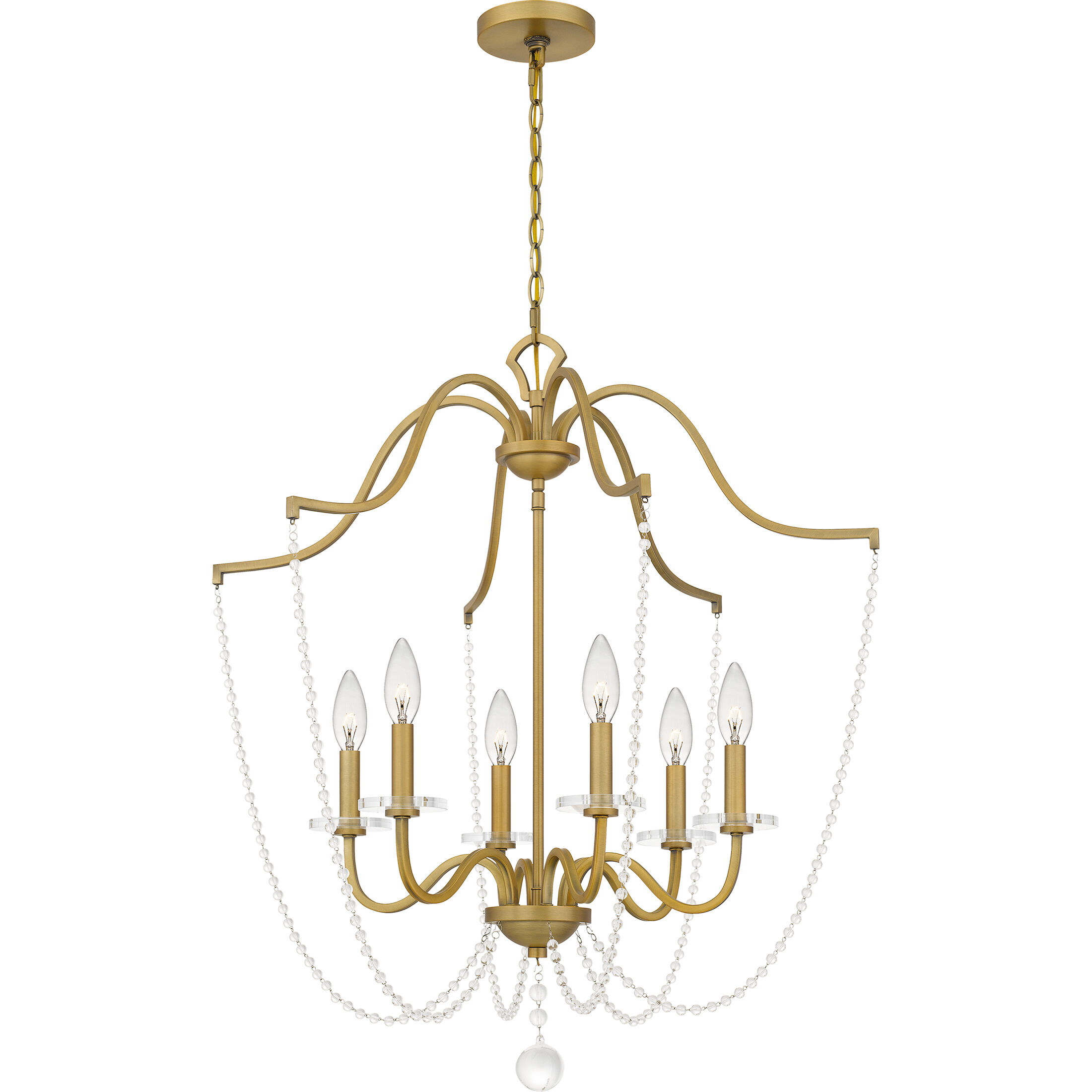Sunday 6 Light 28 inch Aged Brass Chandelier Ceiling Light