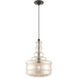Art Glass 1 Light 13 inch English Bronze Mini Pendant Ceiling Light