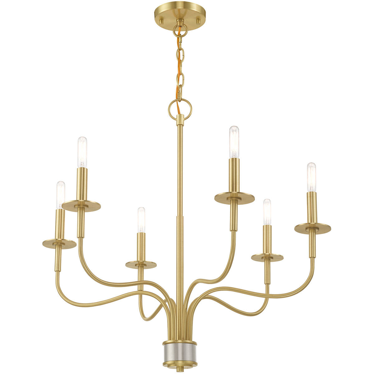 Lisbon 6 Light 26 inch Satin Brass Chandelier Ceiling Light