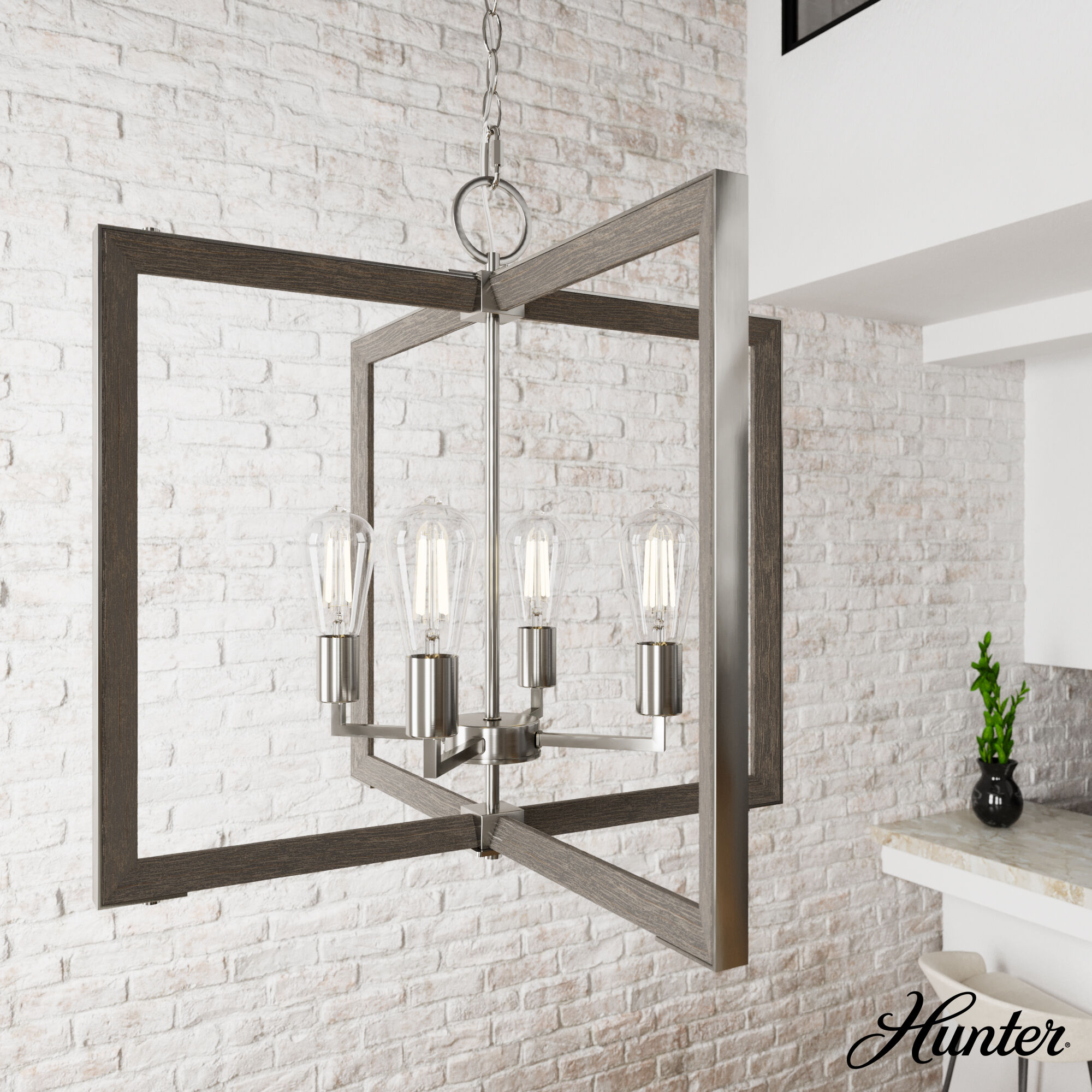 Woodburn 4 Light 24.5 inch Brushed Nickel Pendant Ceiling Light