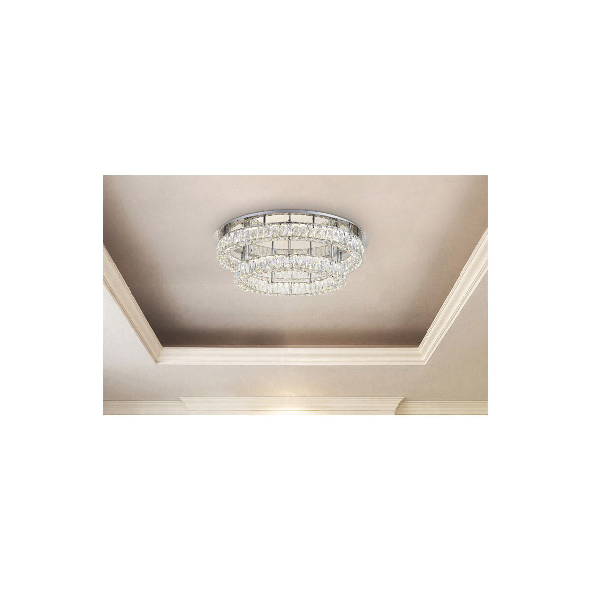 Monroe LED 34 inch Chrome Flush Mount Ceiling Light