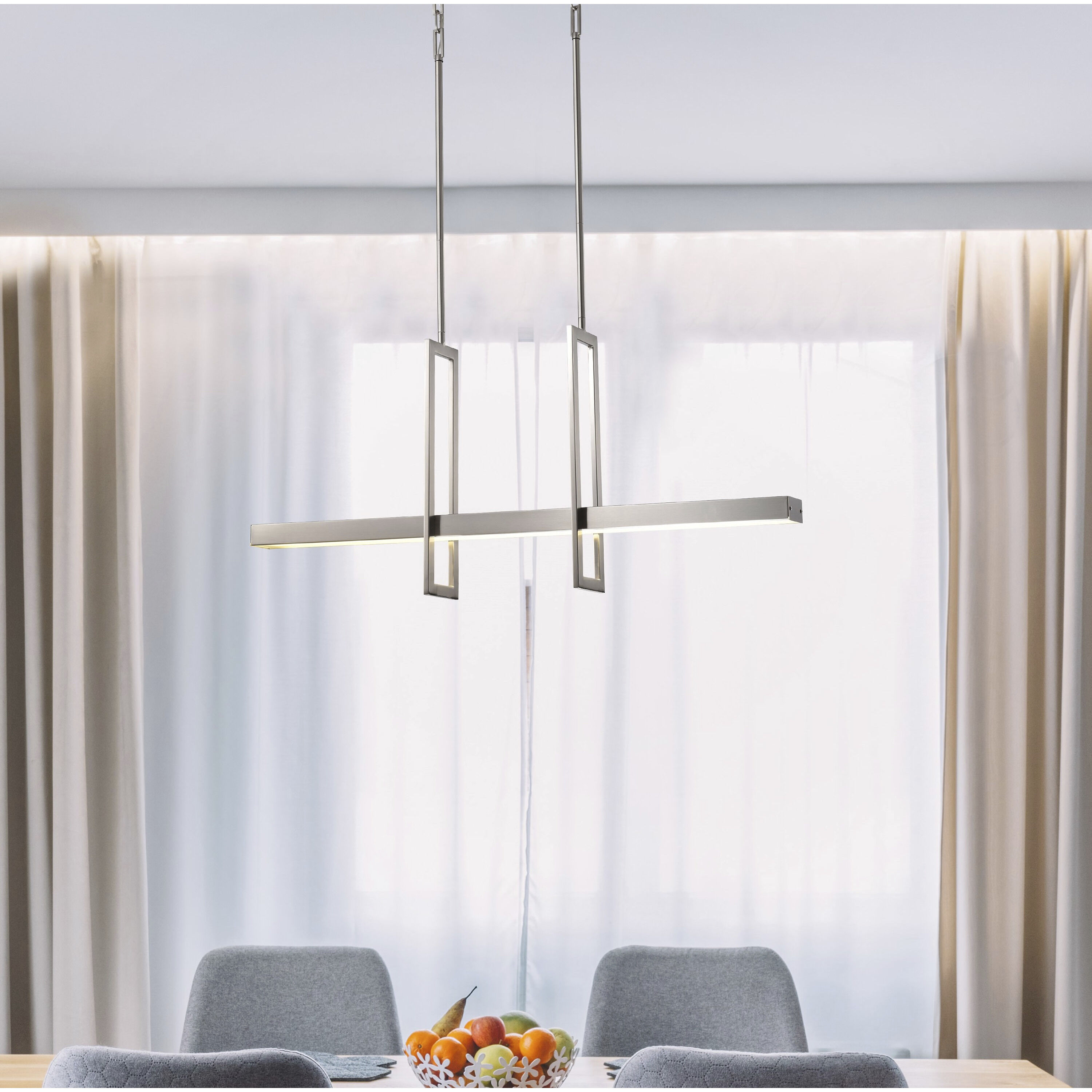 Frame LED 36 inch Brushed Nickel Island Pendant Ceiling Light 