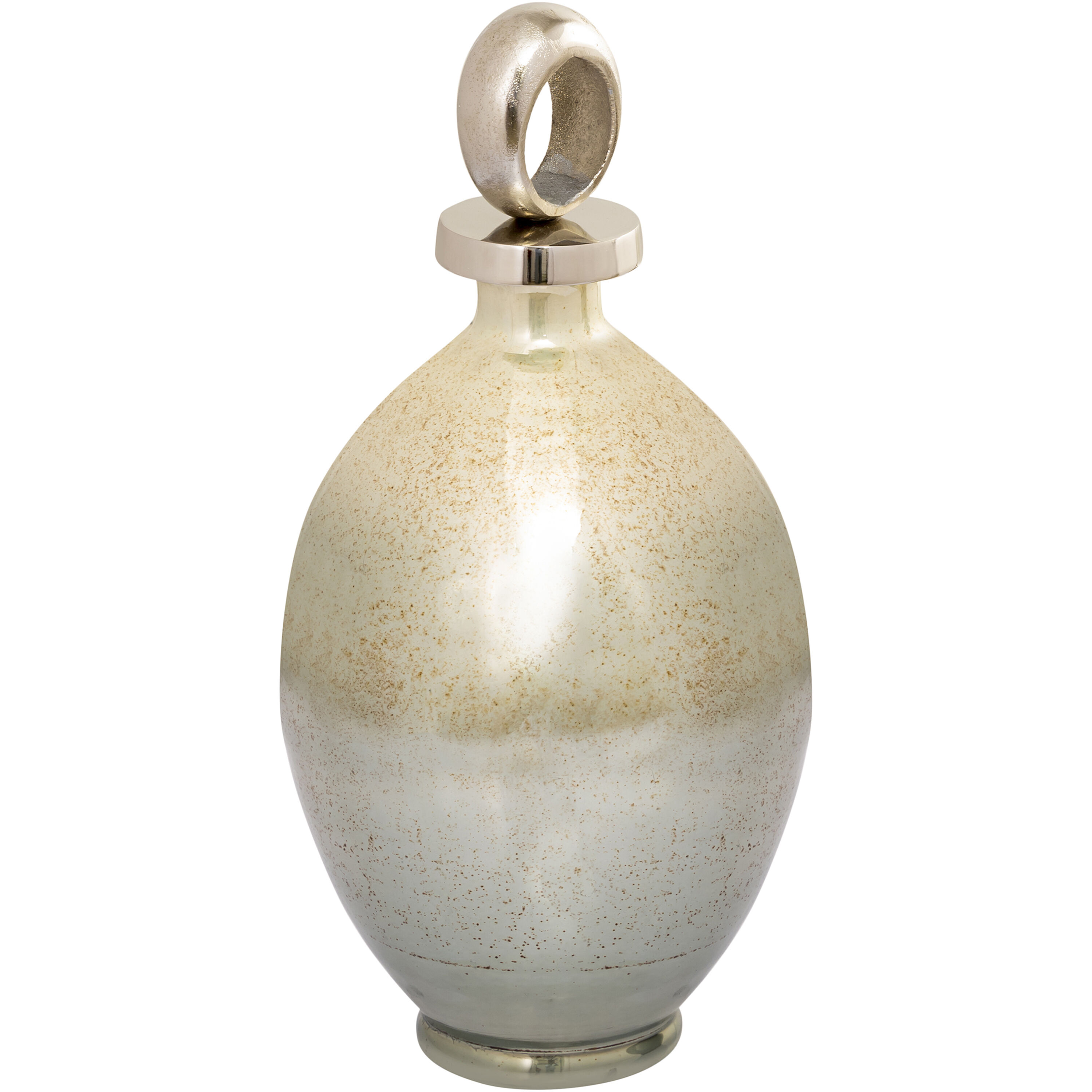 Opal Ring German Silver with Light Green and Nickel Bottle