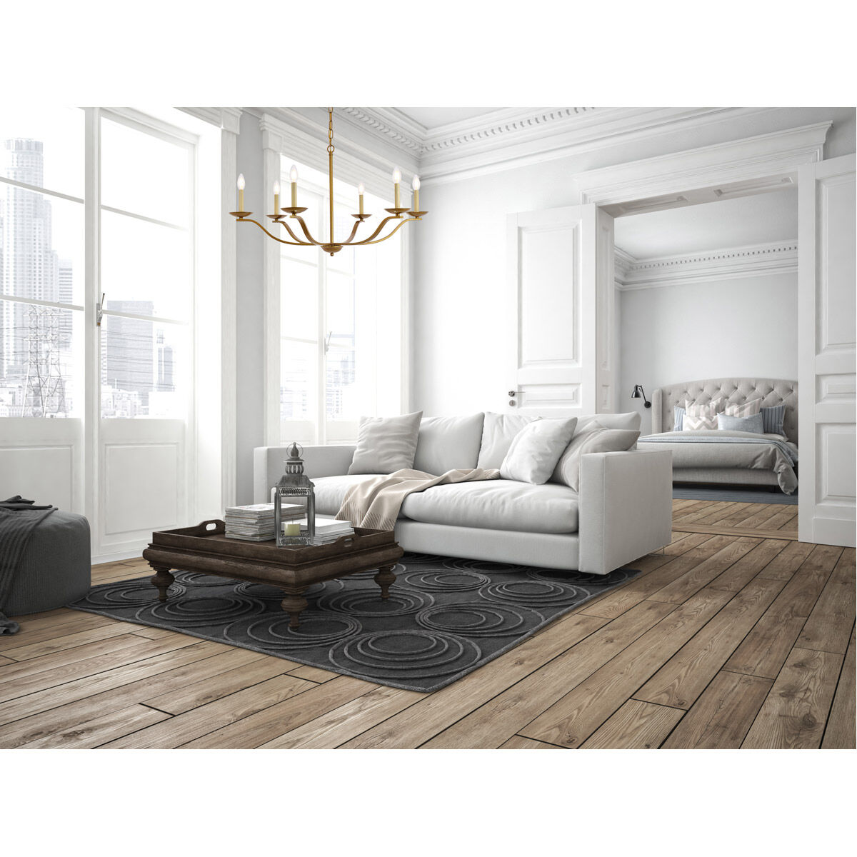 Trey 6 Light 36 inch Brass Pendant Ceiling Light