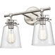 Amberose 2 Light 16 inch Brushed Nickel Bathroom Vanity Light Wall Light