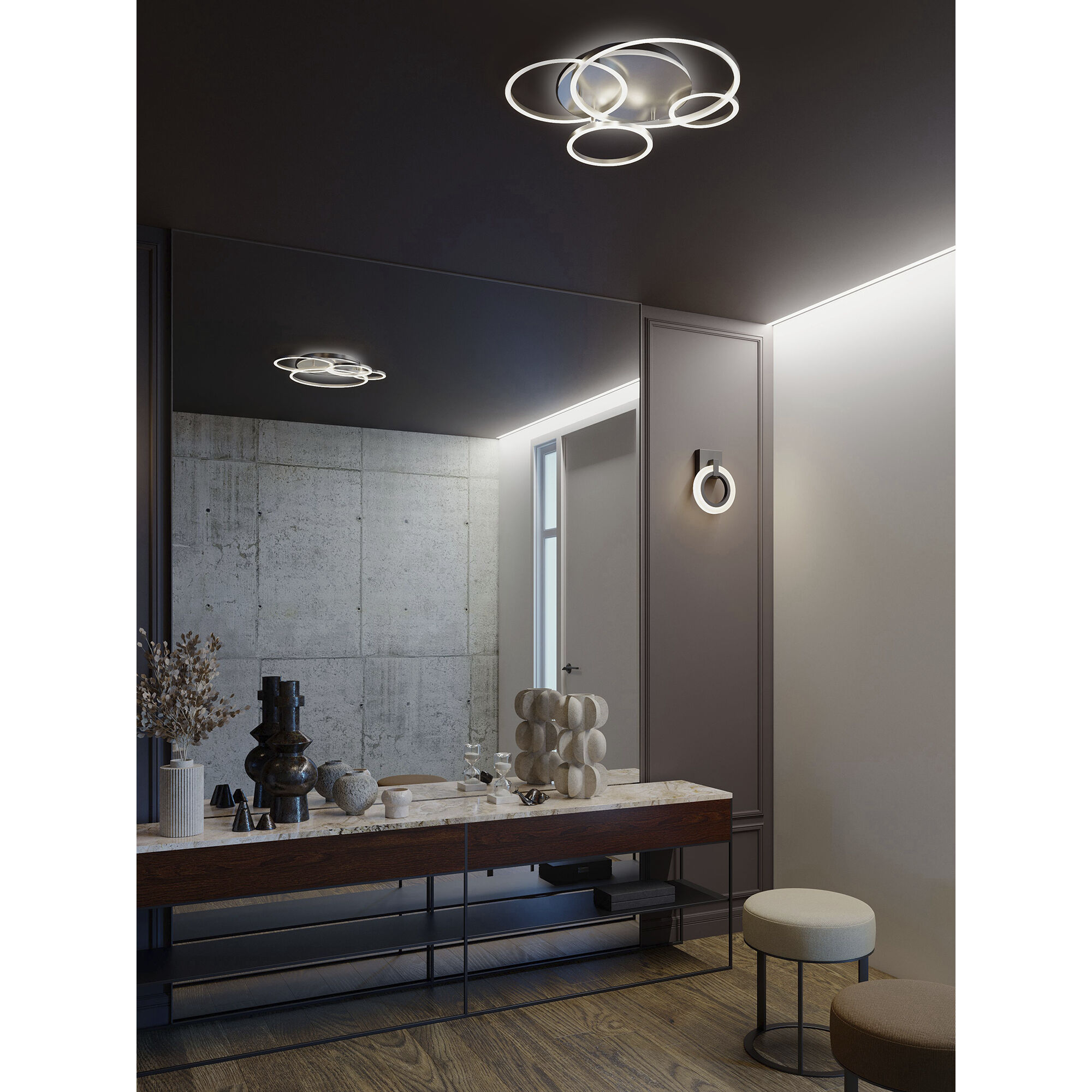 Orbit LED 24 inch Satin Nickel Semi-Flush Mount Ceiling Light