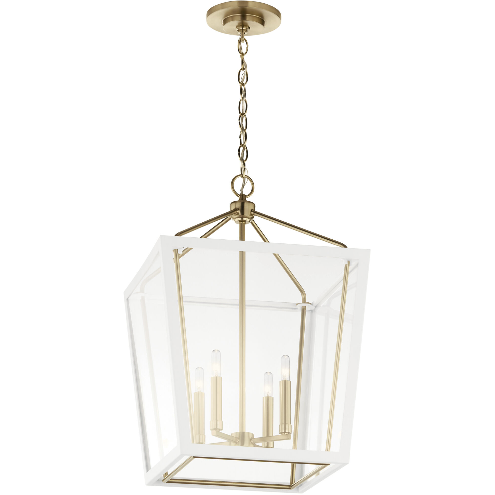 Delvin 4 Light 16 inch Champagne Bronze with White Foyer Pendant Ceiling Light